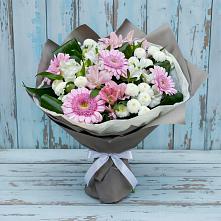 Букет цветов из:  Герберы, Альстромерии и Хризантемы в Ладожской