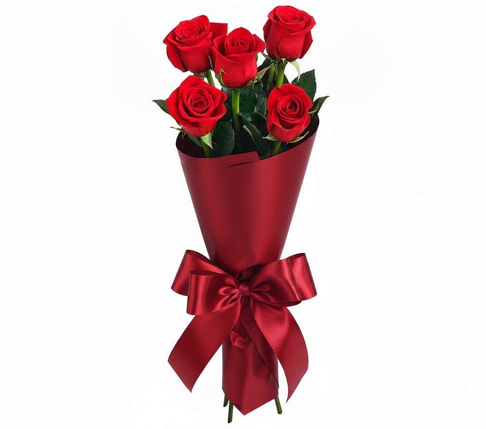 Букет 5 Красных роз Эдлесс Лав в Ладожской