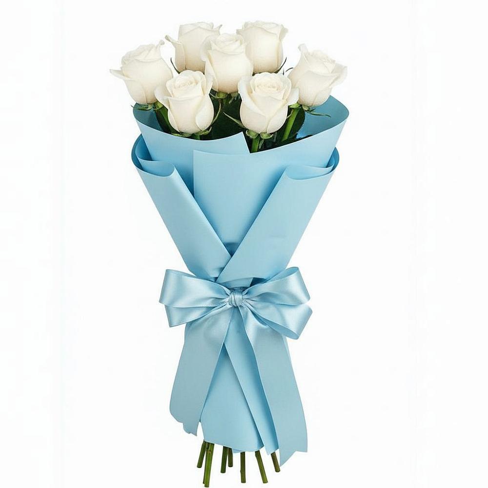 Букет 7 белых роз Проуд в Ладожской