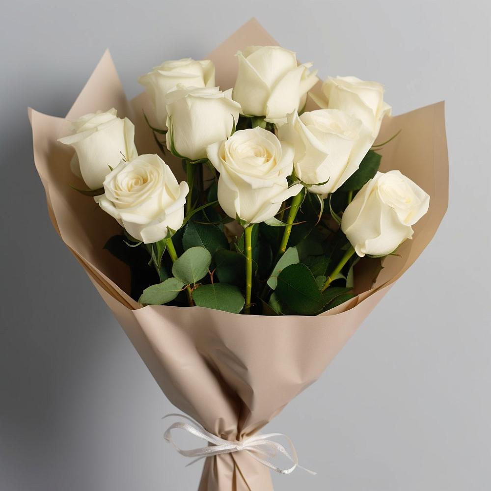 Букет 9 Белых роз Эдлесс Лав в Ладожской