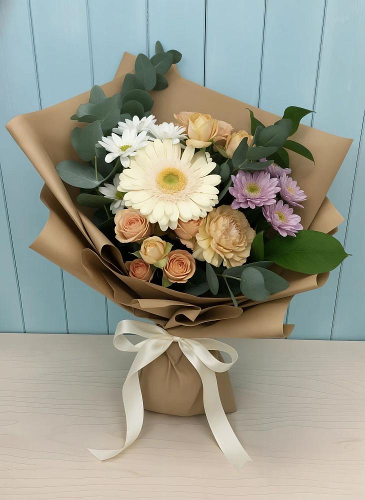 Букет цветов из: Герберы и Хризантемы в Ладожской
