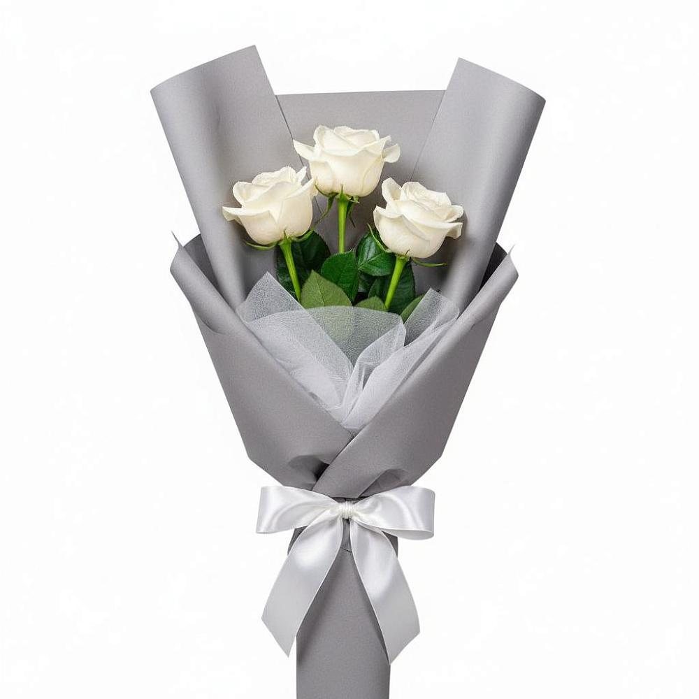 Букет 3 белые розы в Ладожской