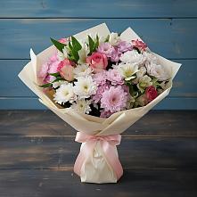 Букет цветов из:  Хризантемы, Альстромерии и Розы #REPLACE_PRED# Ладожской