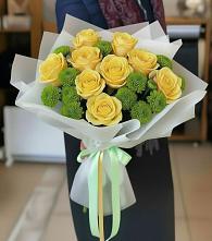 Букет цветов из:  Хризантемы и Розы #REPLACE_PRED# Ладожской