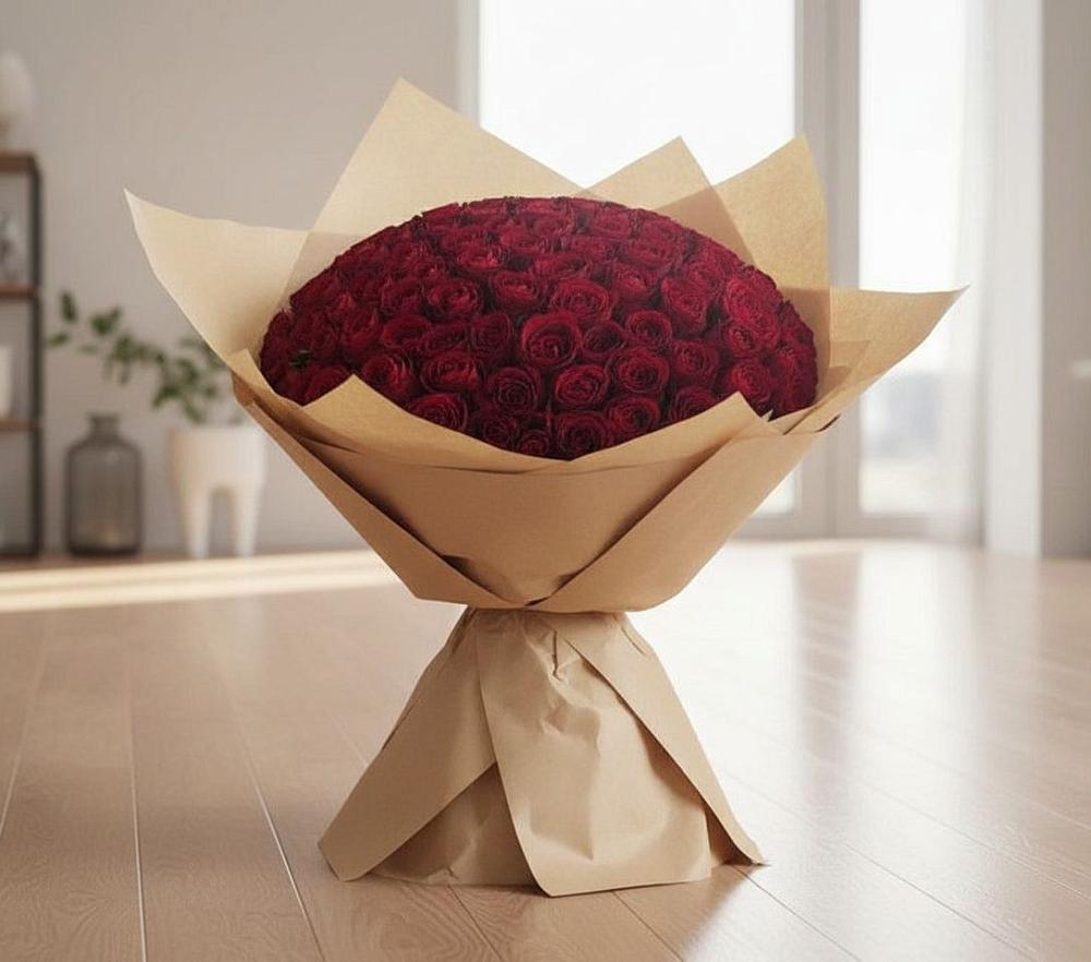 Букет 101 Красная роза в Ладожской