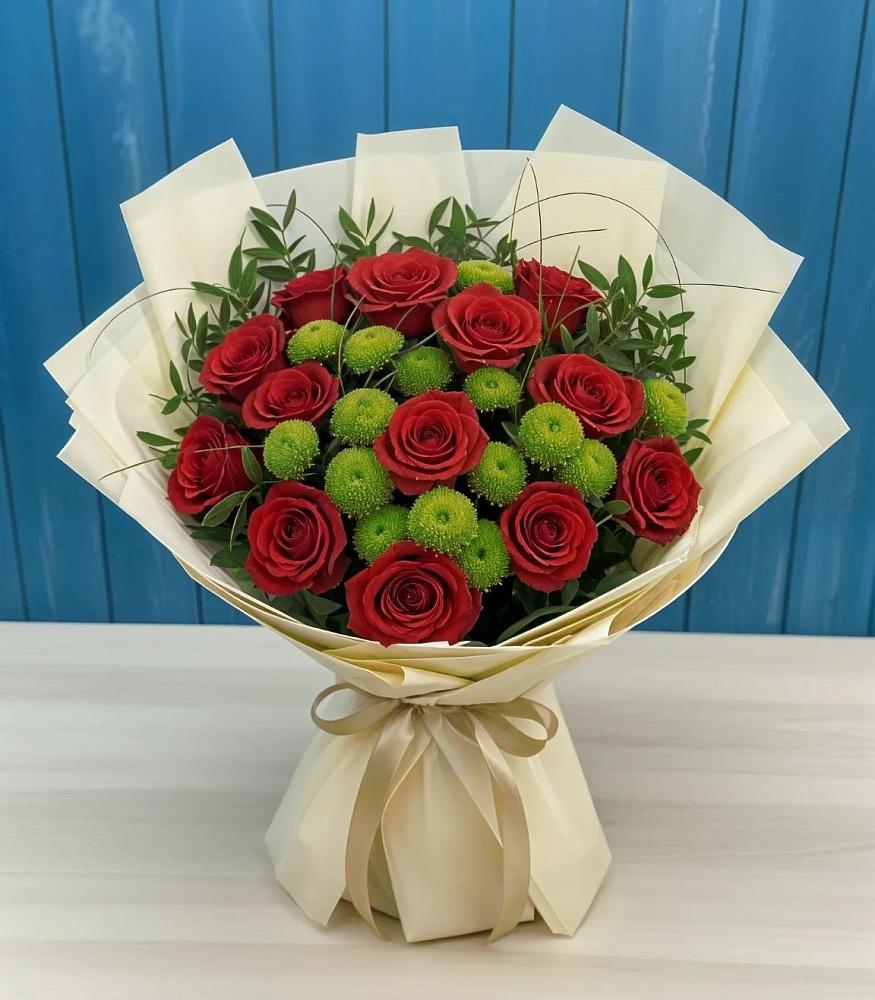 Букет цветов из: Розы и Хризантемы в Ладожской